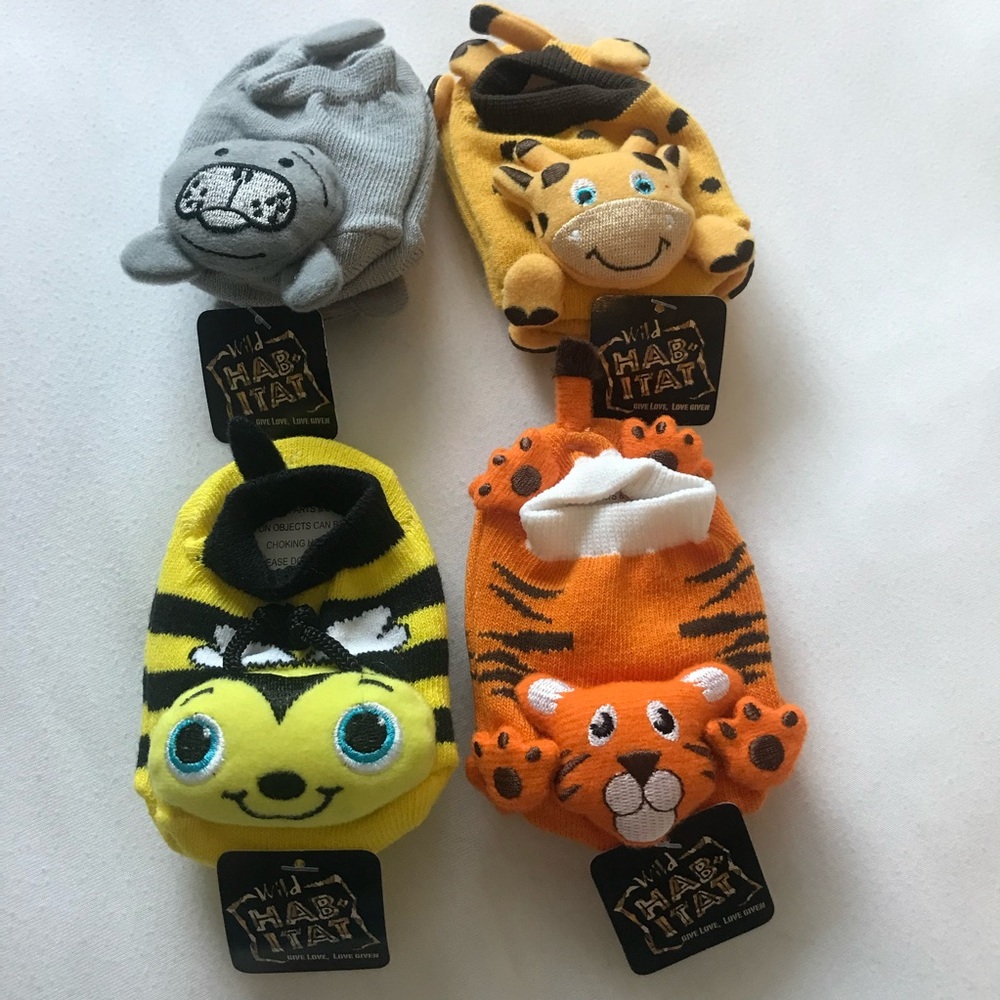 Wild Habitat infant no slip novelty socks/slippers. Set of 4 pair!